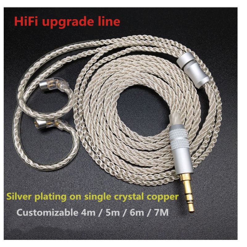 DIY Ohrhörer Upgrade Kabel IE80 / se846 Fieber 4N Single Kristall Kupfer versilberte Ohrhörer Upgrade Kabel Erweiterung Kabel